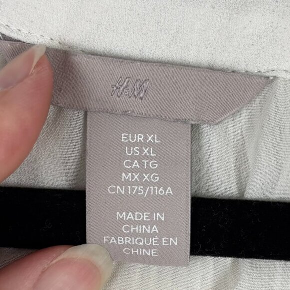 H&M Women's Romantic Off-White Sheer Flowy‎ Pleated Blouse Feminine Size XL - Picture 8 of 13